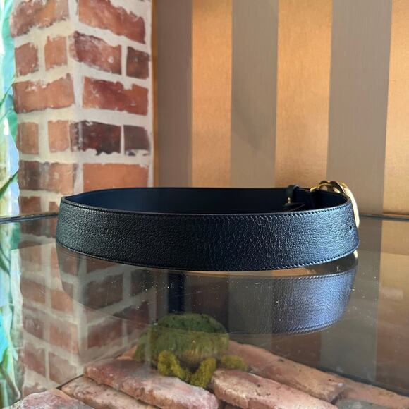 GUCCI GG Wide Marmont Black Textured Leather Belt SZ 90/36 main image 4